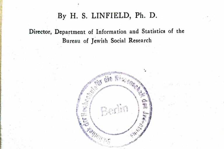 Statistics of Jews, 1925: the number of Jews in the United States and in foreign countries and Jewish immigration