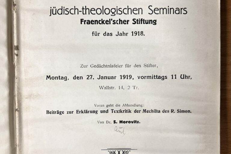 Beiträge zur Erklärung und Textkritik der Mechilta des R. Simon – Jahresbericht des Jüdisch-Theologischen Seminars Fraenckel’scher Stiftung für das Jahr 1918
