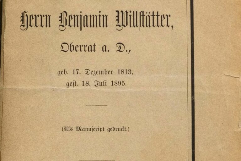 Trauerreden auf den verewigten Herrn Benjamin Willstätter, Oberrat a.D., geb. 17. Dezember 1813, gest. 18. Juli 1895