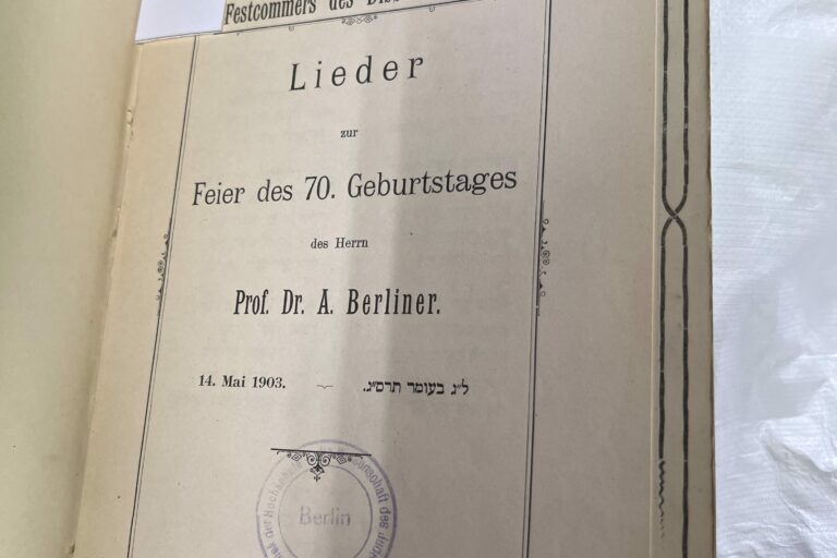 Lieder zur Feier des 70. Geburtstages des Herrn Prof. Dr. A. Berliner
